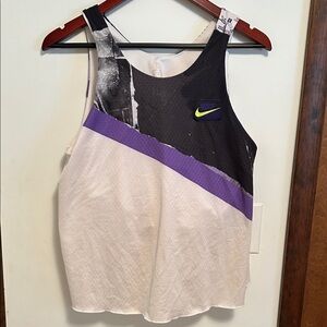 Nike Women's Black, Purple, and White Tank Top